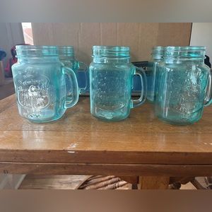 set of glass mason jar mugs